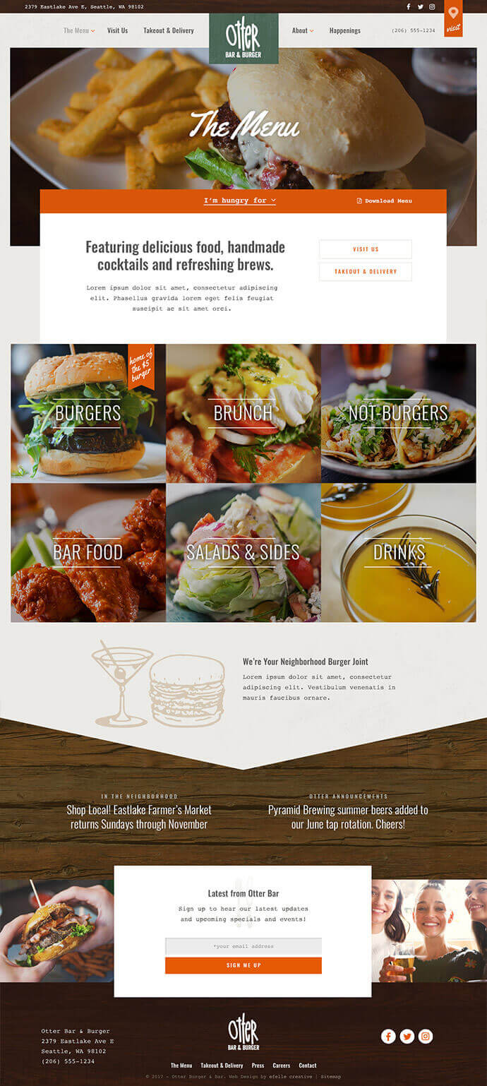 Otter Bar & Burger : efelle creative, Seattle, WA